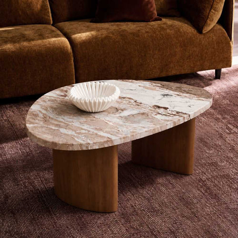 Solstice River Brown Marble Coffee Table - Small Walnut - Coffee Tables - Eleganté