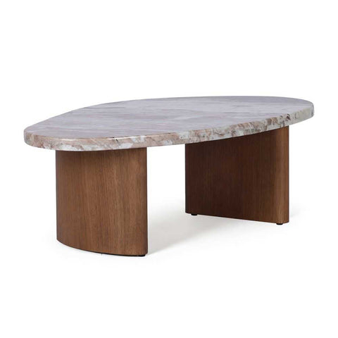 Solstice River Brown Marble Coffee Table - Small Walnut - Coffee Tables - Eleganté