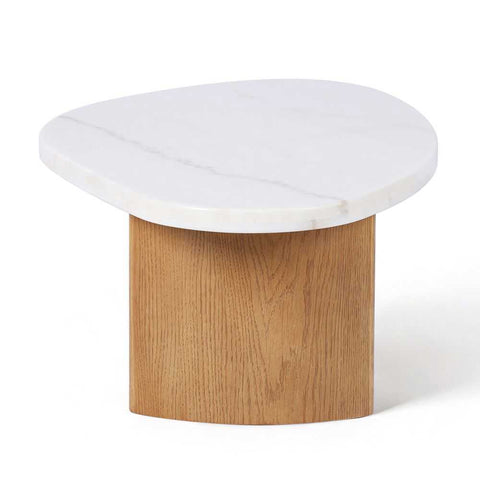 Solstice Ivory Cloud Marble Coffee Table - Small Oak - Coffee Tables - Eleganté