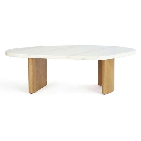 Solstice Ivory Cloud Marble Coffee Table - Large Oak - Coffee Tables - Eleganté