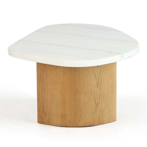 Solstice Ivory Cloud Marble Coffee Table - Large Oak - Coffee Tables - Eleganté