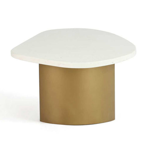 Solstice White Marble Coffee Table - Large Antique Gold - Coffee Tables - Eleganté