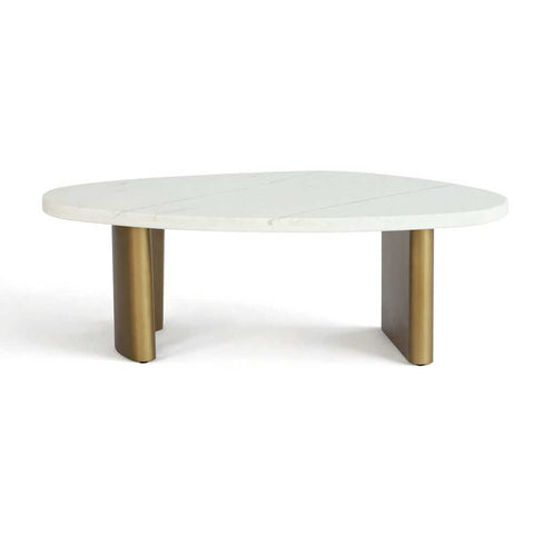 Solstice White Marble Coffee Table - Small Antique Gold - Coffee Tables - Eleganté