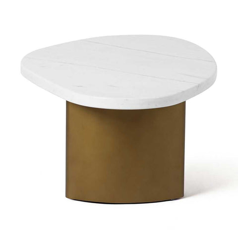 Solstice White Marble Coffee Table - Small Antique Gold - Coffee Tables - Eleganté