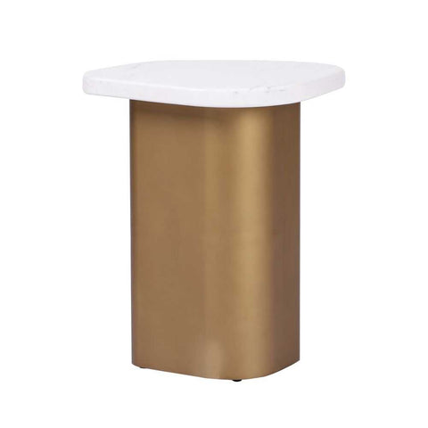 Solstice White Marble Side Table - Antique Gold