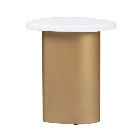 Solstice White Marble Side Table - Antique Gold