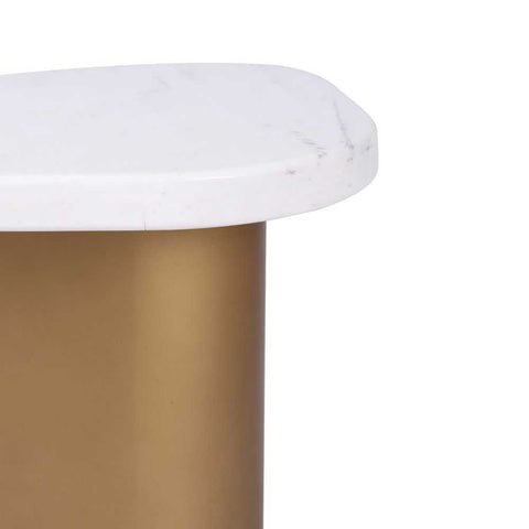 Solstice White Marble Side Table - Antique Gold