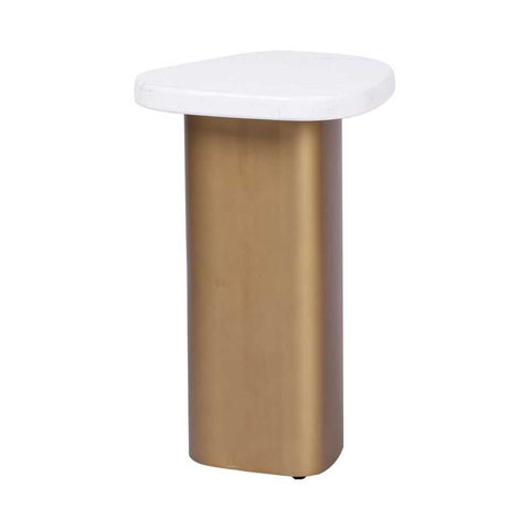 Solstice White Marble Side Table - Antique Gold