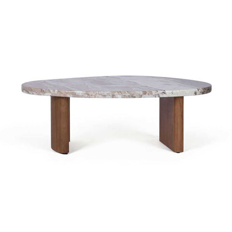 Solstice River Brown Marble Coffee Table - Small Walnut