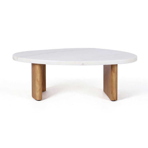 Solstice Ivory Cloud Marble Coffee Table - Small Oak