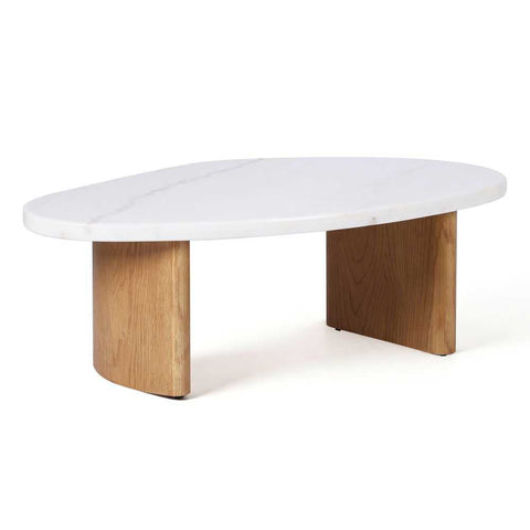 Solstice Ivory Cloud Marble Coffee Table - Small Oak