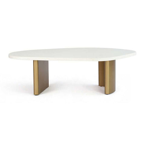 Solstice White Marble Coffee Table - Large Antique Gold