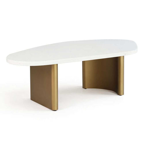 Solstice White Marble Coffee Table - Large Antique Gold
