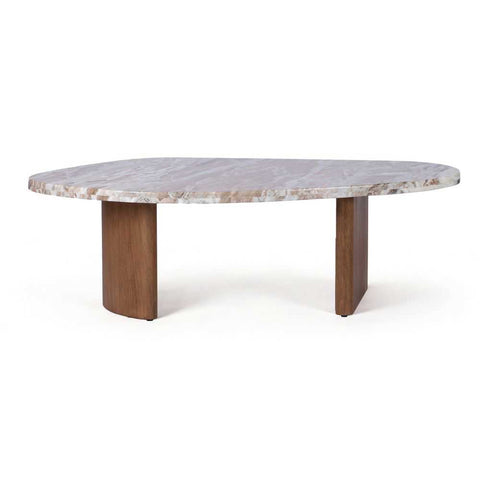 Solstice River Brown Marble Coffee Table - Large Walnut
