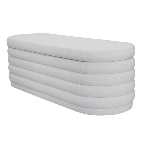 Demi Storage Bench Ottoman - Ecru Linen