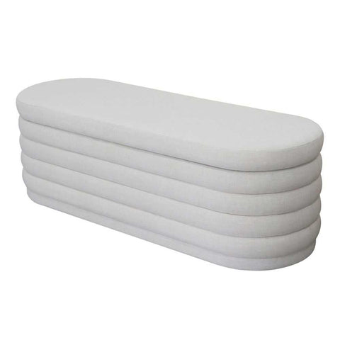 Demi Storage Bench Ottoman - Ecru Linen