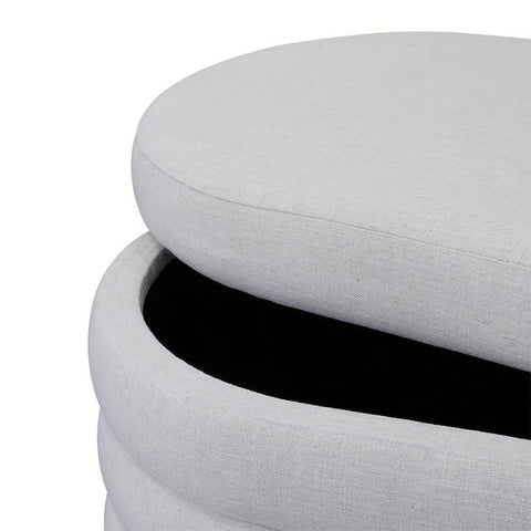Demi Storage Bench Ottoman - Ecru Linen