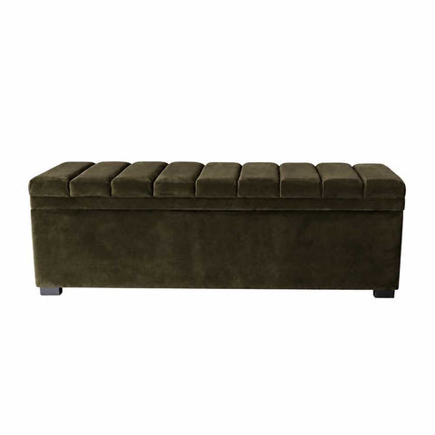 Soho Storage Bench Ottoman - Olive Velvet