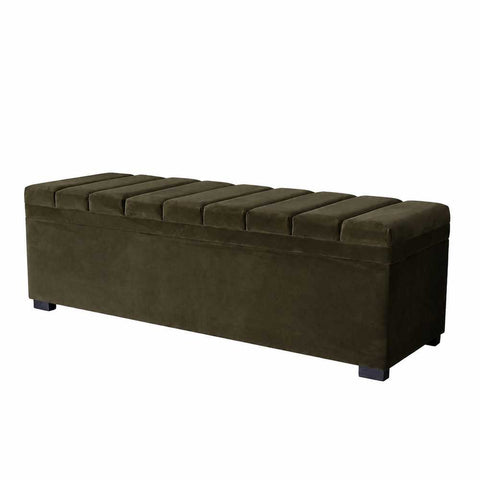 Soho Storage Bench Ottoman - Olive Velvet