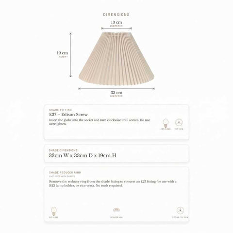 Anya Pleated Empire Shade - Small Off White