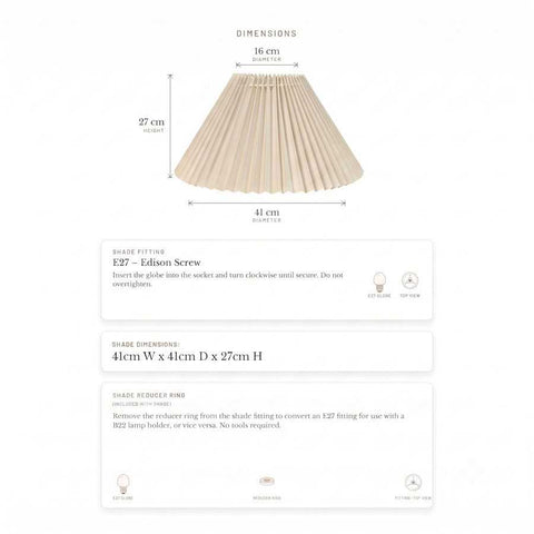 Anya Pleated Empire Shade - Medium Off White