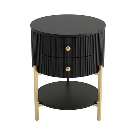 Aimee Round Bedside Table - Black