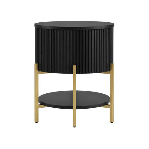 Aimee Round Bedside Table - Black