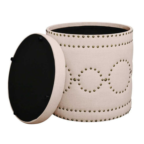 Bradshaw Round Storage Stool - Fawn Linen