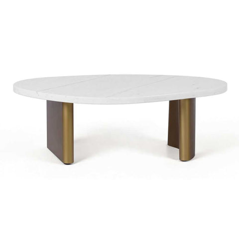 Solstice White Marble Coffee Table - Small Antique Gold