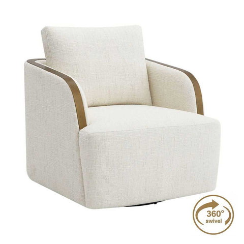 Compton Swivel Arm Chair - Brass/Ivory