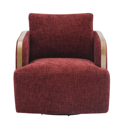 Compton Swivel Arm Chair - Brass/Burgundy Chenille
