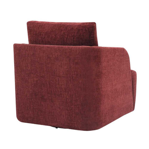 Compton Swivel Arm Chair - Brass/Burgundy Chenille