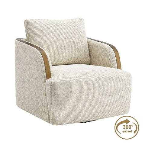Compton Swivel Arm Chair - Brass/Off White
