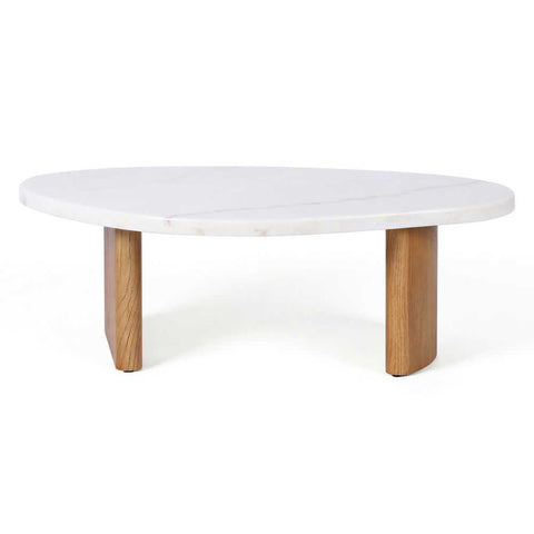 Solstice Ivory Cloud Marble Tables Set of 3 - Oak