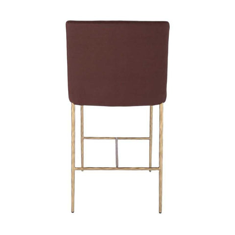 Heston Brass Kitchen Stool with Back - Chocolate Linen