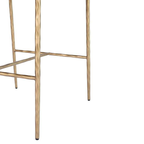 Heston Brass Kitchen Stool with Back - Chocolate Linen