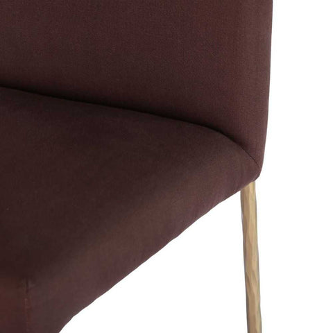 Heston Brass Kitchen Stool with Back - Chocolate Linen