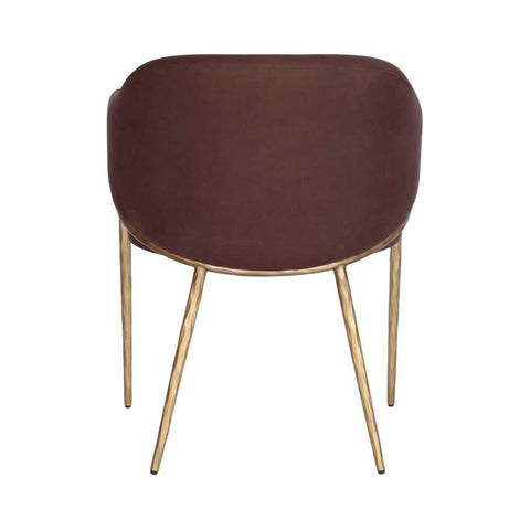Heston Brass Dining Chair with Arms - Chocolate Linen