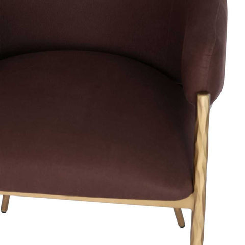Heston Brass Dining Chair with Arms - Chocolate Linen