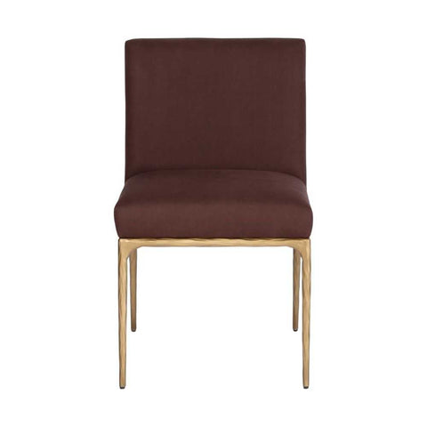 Heston Brass Dining Chair - Chocolate Linen