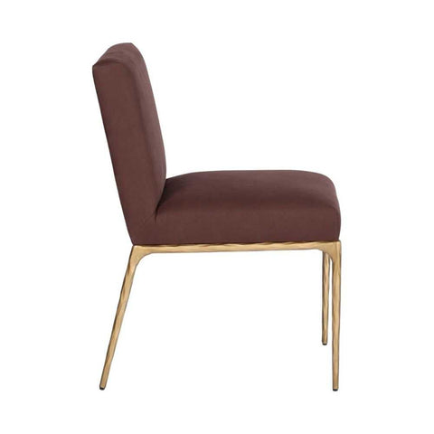 Heston Brass Dining Chair - Chocolate Linen