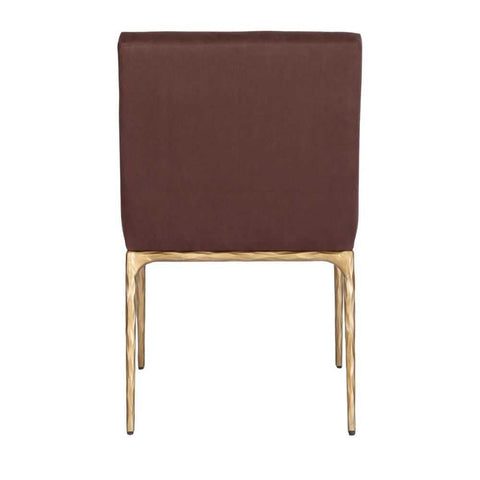 Heston Brass Dining Chair - Chocolate Linen