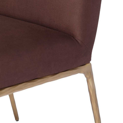 Heston Brass Dining Chair - Chocolate Linen