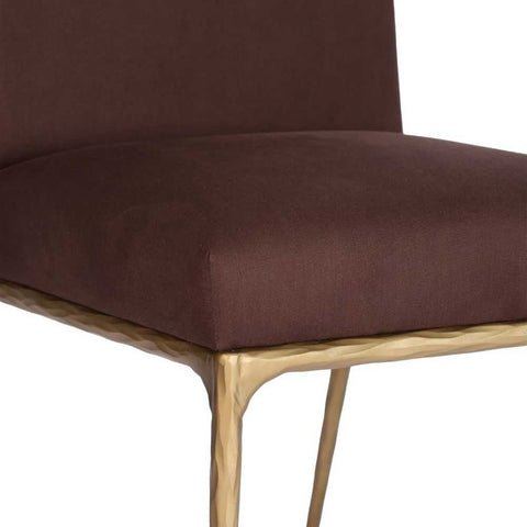 Heston Brass Dining Chair - Chocolate Linen