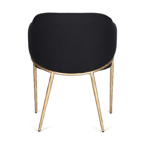 Heston Brass Dining Chair with Arms - Black Linen
