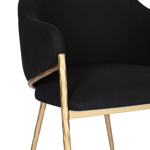 Heston Brass Dining Chair with Arms - Black Linen