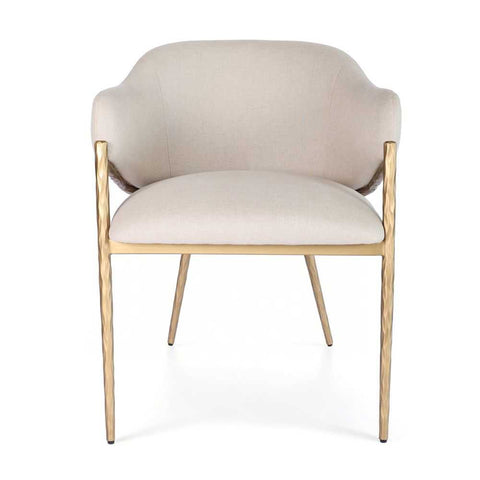 Heston Brass Dining Chair with Arms - Natural Linen