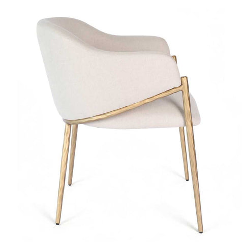 Heston Brass Dining Chair with Arms - Natural Linen