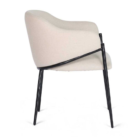 Heston Black Dining Chair with Arms - Natural Linen