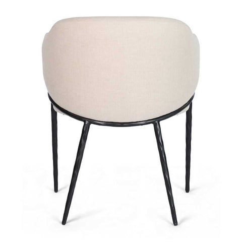 Heston Black Dining Chair with Arms - Natural Linen